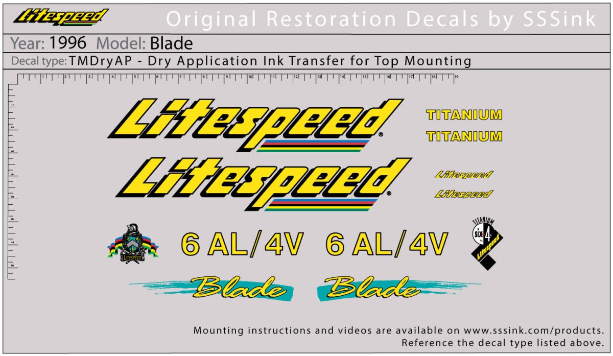 Titanium 1996 BLADE DECALS - Litespeed Bicycles