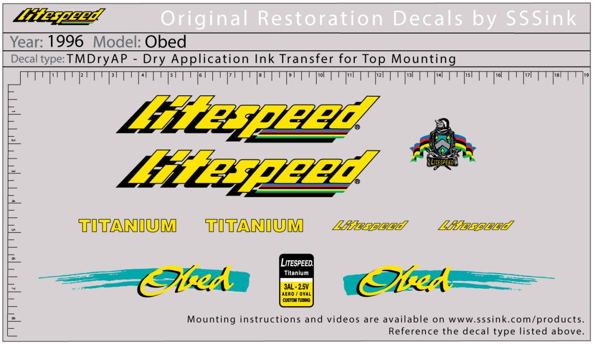 Titanium 1996 OBED DECALS - Litespeed Bicycles