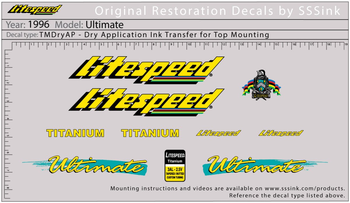 Titanium 1996 ULTIMATE DECALS - Litespeed Bicycles