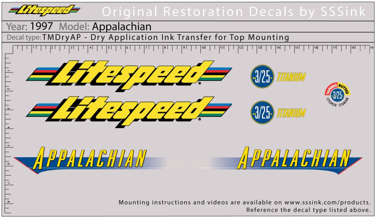 Titanium 1997 Appalachian Decal Set - Litespeed Bicycles