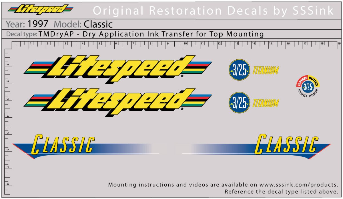 Titanium 1997 Classic Decal Set - Litespeed Bicycles