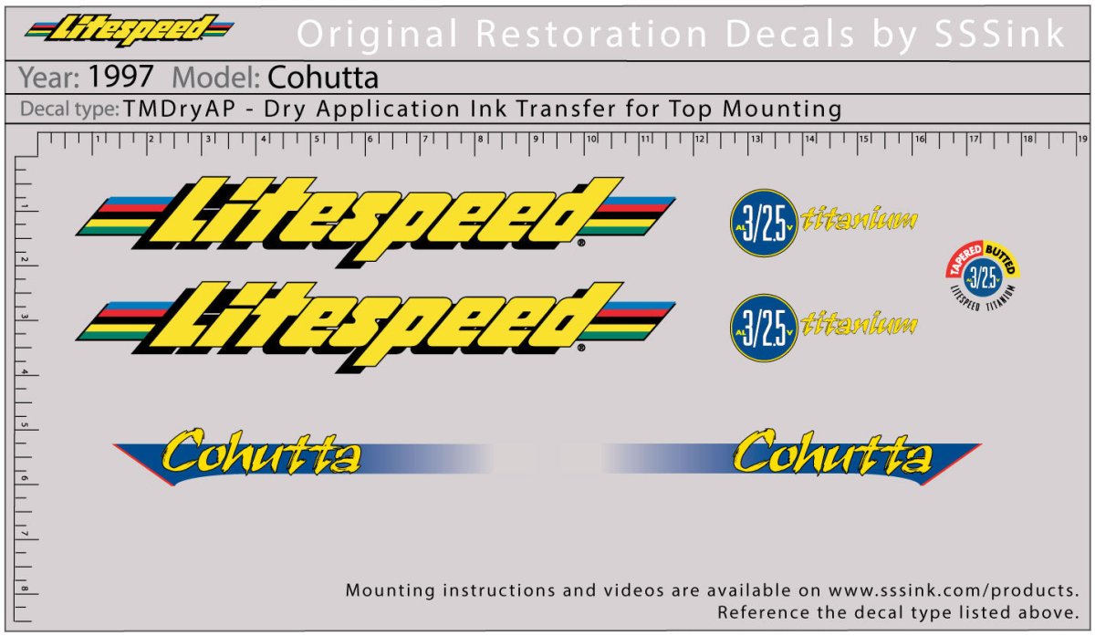 Titanium 1997 Cohutta Decal Set - Litespeed Bicycles