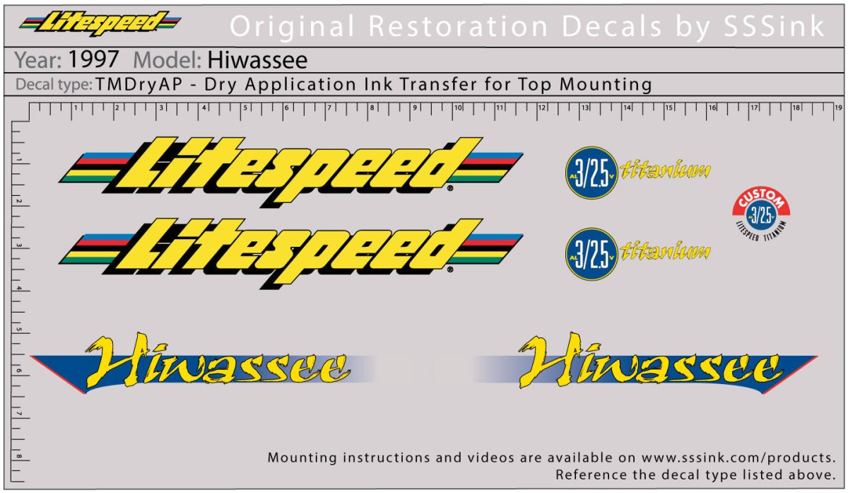 Titanium 1997 Hiwassee Decal Set - Litespeed Bicycles