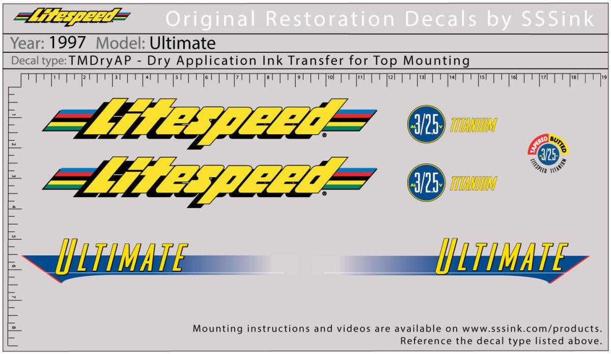 Titanium 1997 Ultimate Decal Set - Litespeed Bicycles