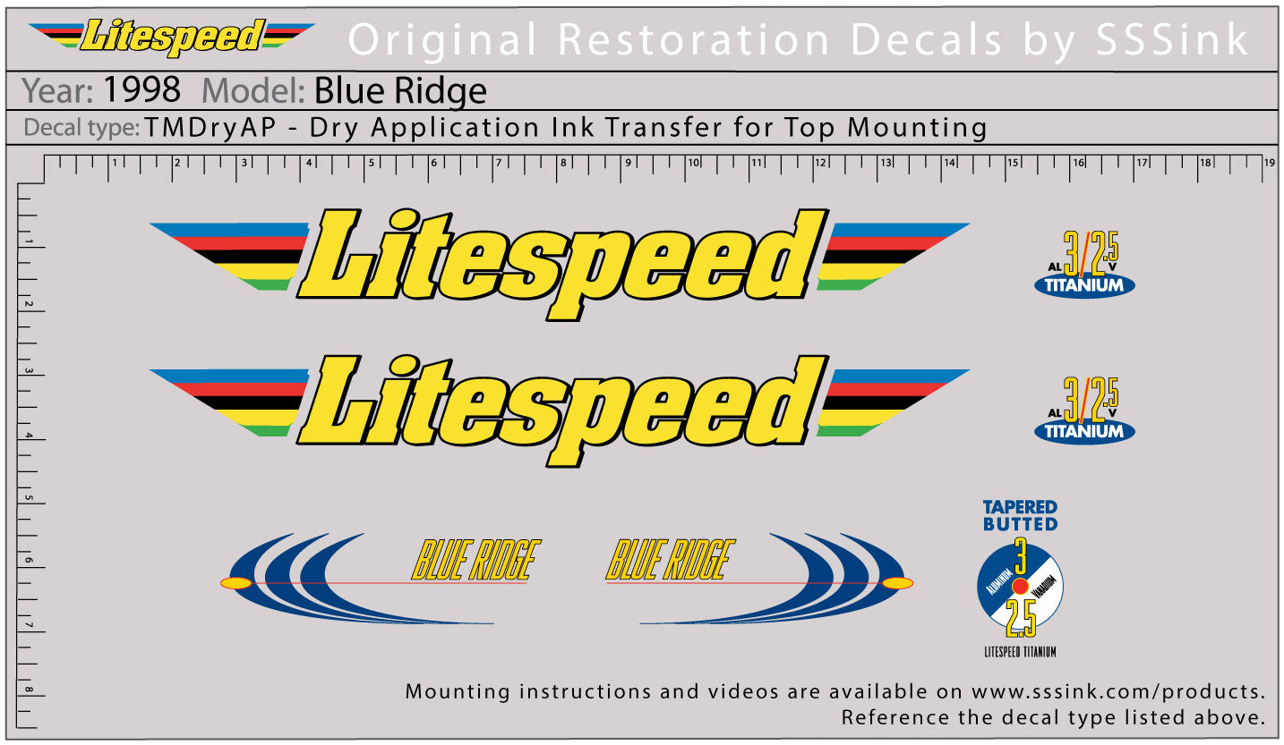 1998 Blue Ridge Decal Set