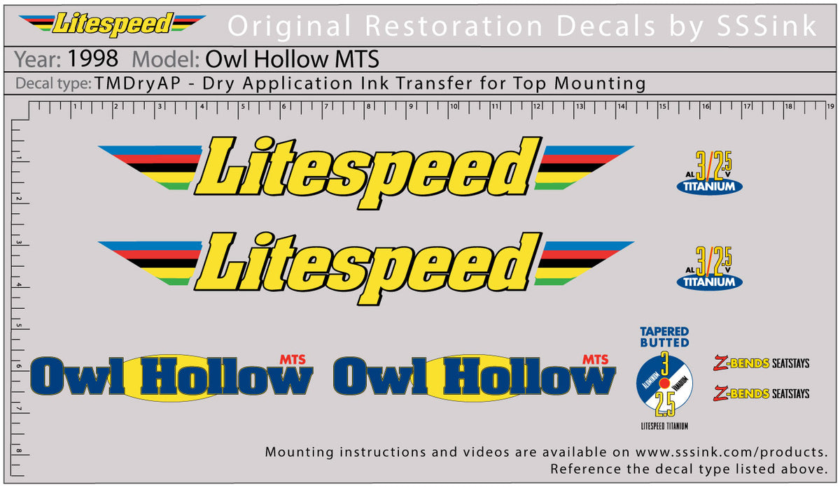 1998 Owl Hollow MTS Decal Set