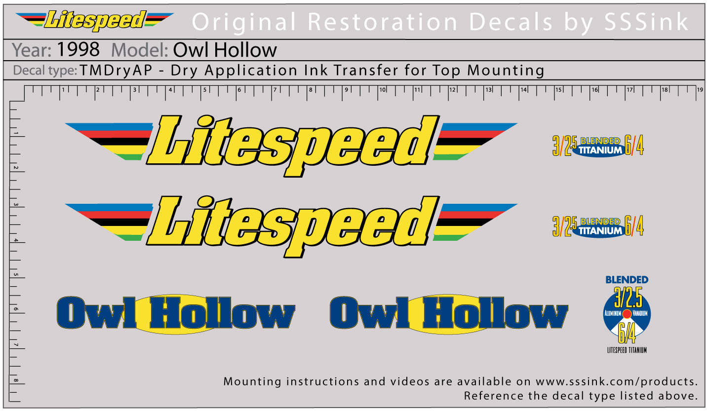 1998 Owl Hollow Decal Set