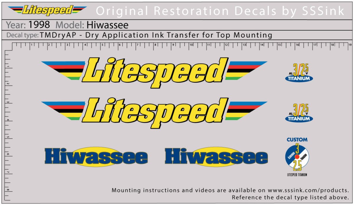 Titanium 1998 Hiwassee Decal Set - Litespeed Bicycles
