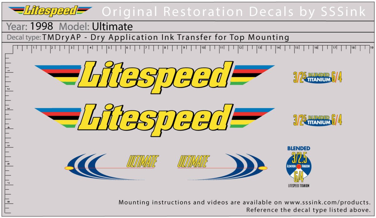 Titanium 1998 Ultimate Decal Set - Litespeed Bicycles