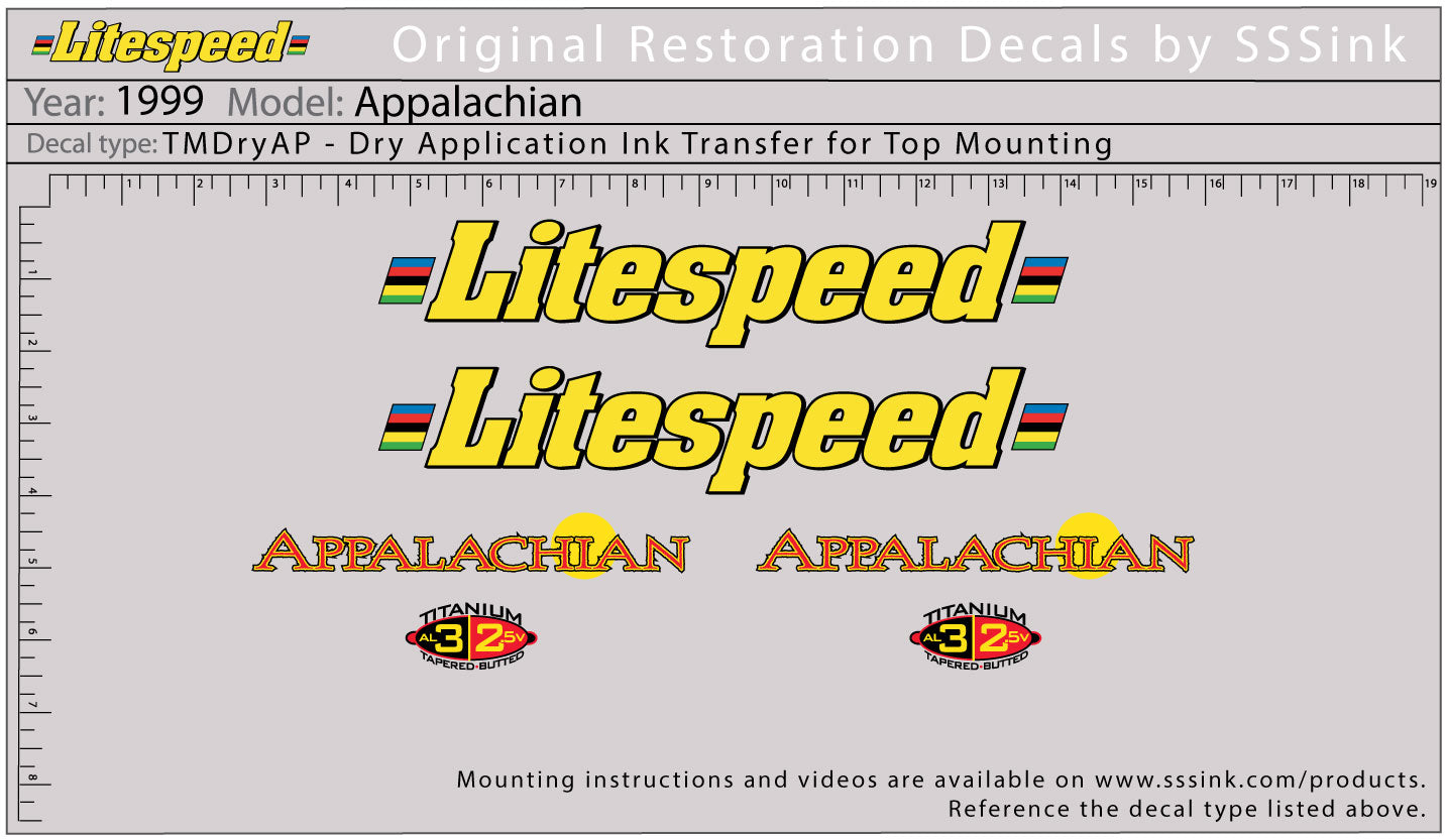 1999 Appalachian Decal Set Litespeed Bicycles