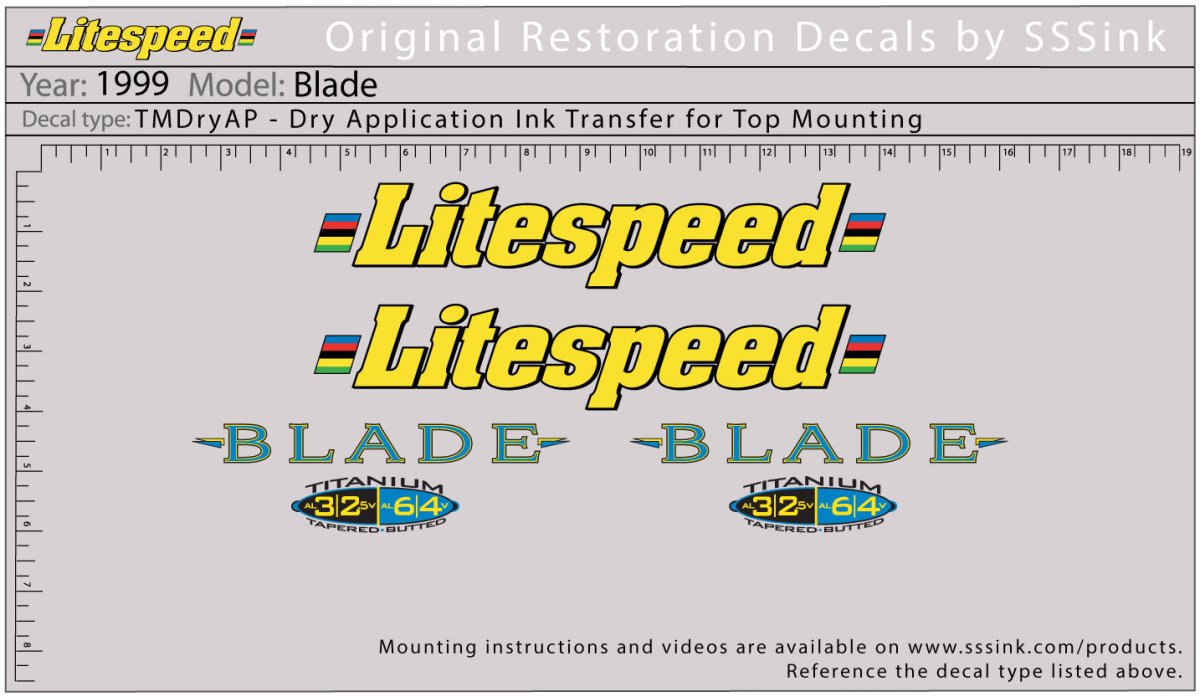 Titanium 1999 Blade Decal Set - Litespeed Bicycles