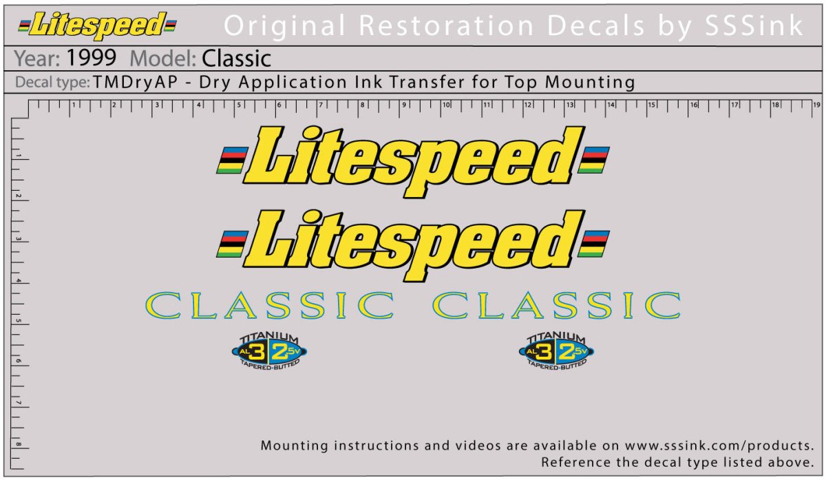 Titanium 1999 Classic Decal Set - Litespeed Bicycles