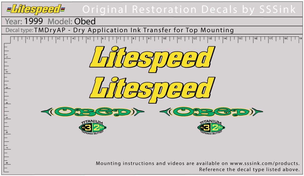 Titanium 1999 Obed Decal Set - Litespeed Bicycles
