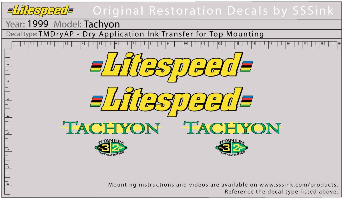 Titanium 1999 Tachyon Decal Set - Litespeed Bicycles
