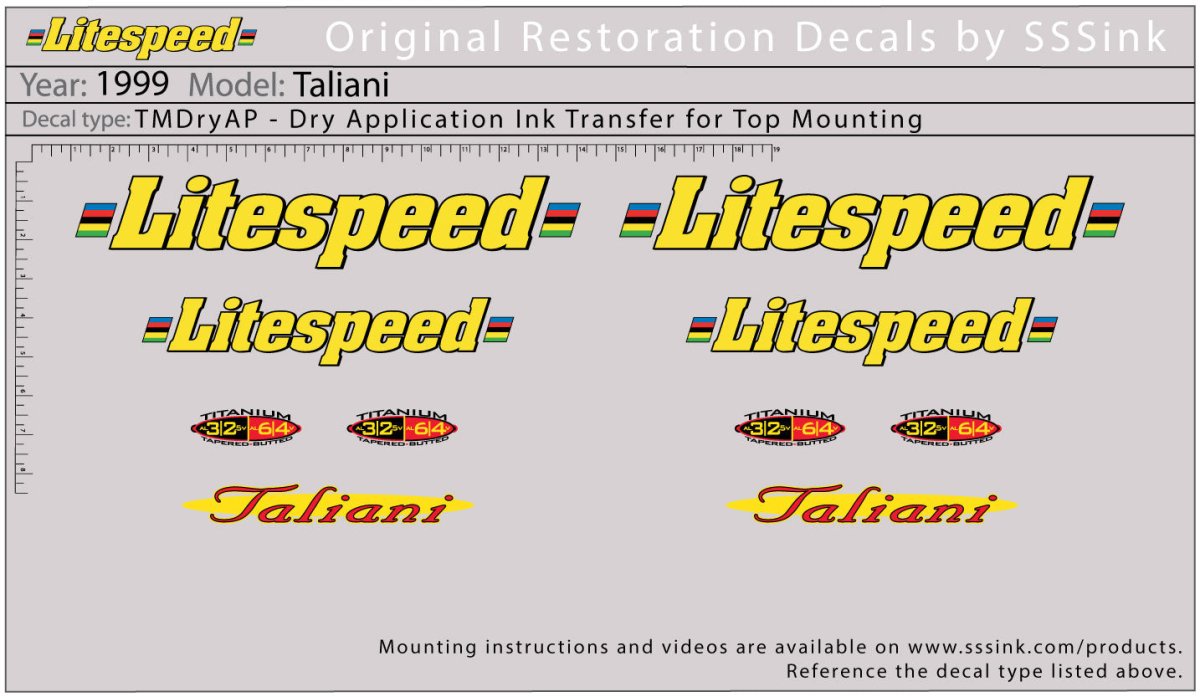Titanium 1999 Taliani Decal Set - Litespeed Bicycles