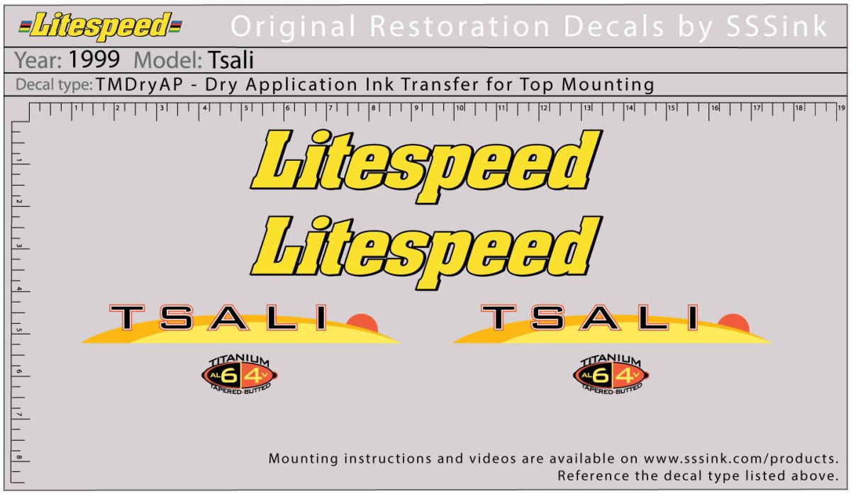 Titanium 1999 Tsali Decal Set - Litespeed Bicycles