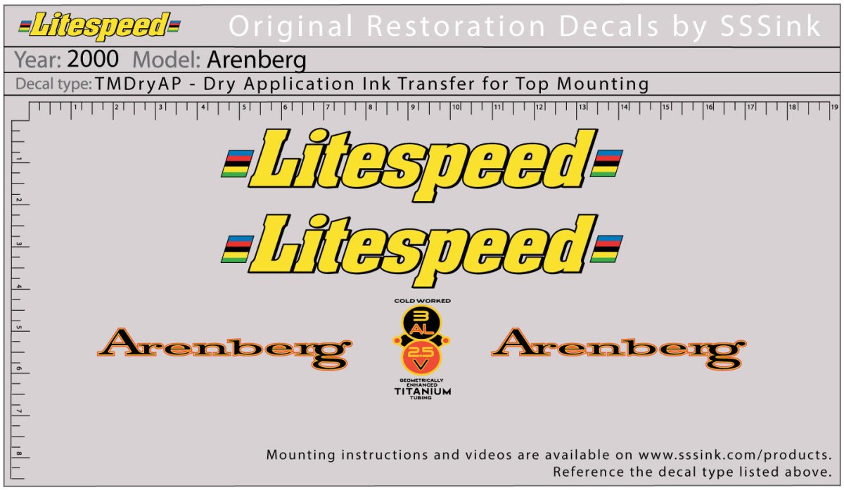 Titanium 2000 Arenberg Decal Set - Litespeed Bicycles