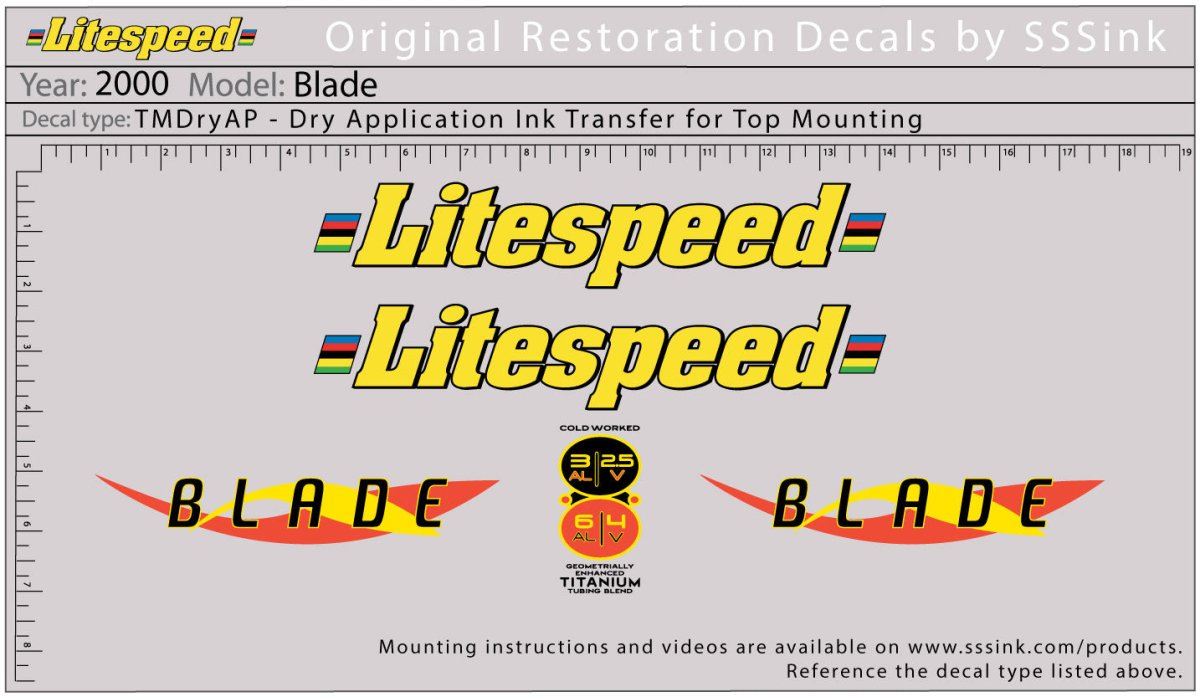 Titanium 2000 Blade Decal Set - Litespeed Bicycles