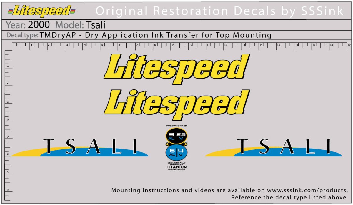 Titanium 2000 Tsali Decal Set - Litespeed Bicycles