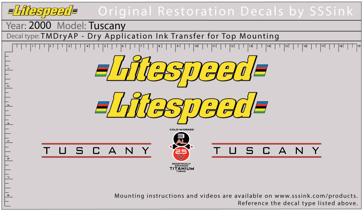 Titanium 2000 Tuscany Decal Set - Litespeed Bicycles