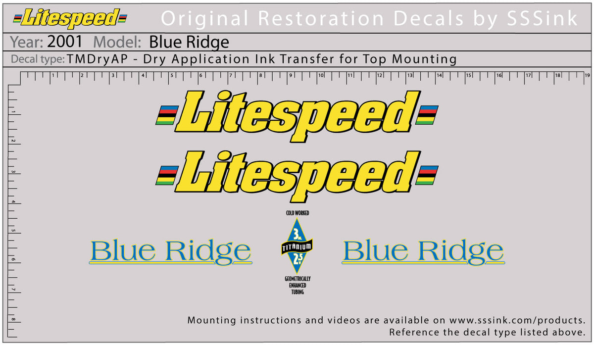 2001 Blue Ridge Decal Set