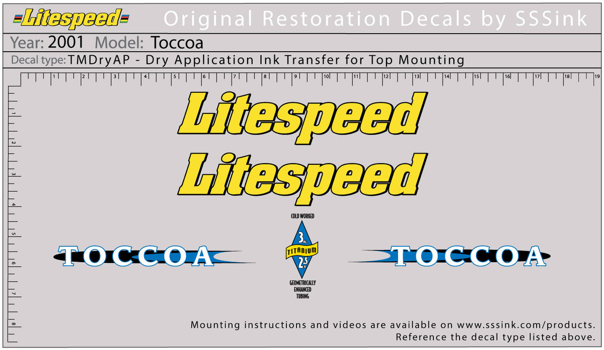 2001 Toccoa Decal Set