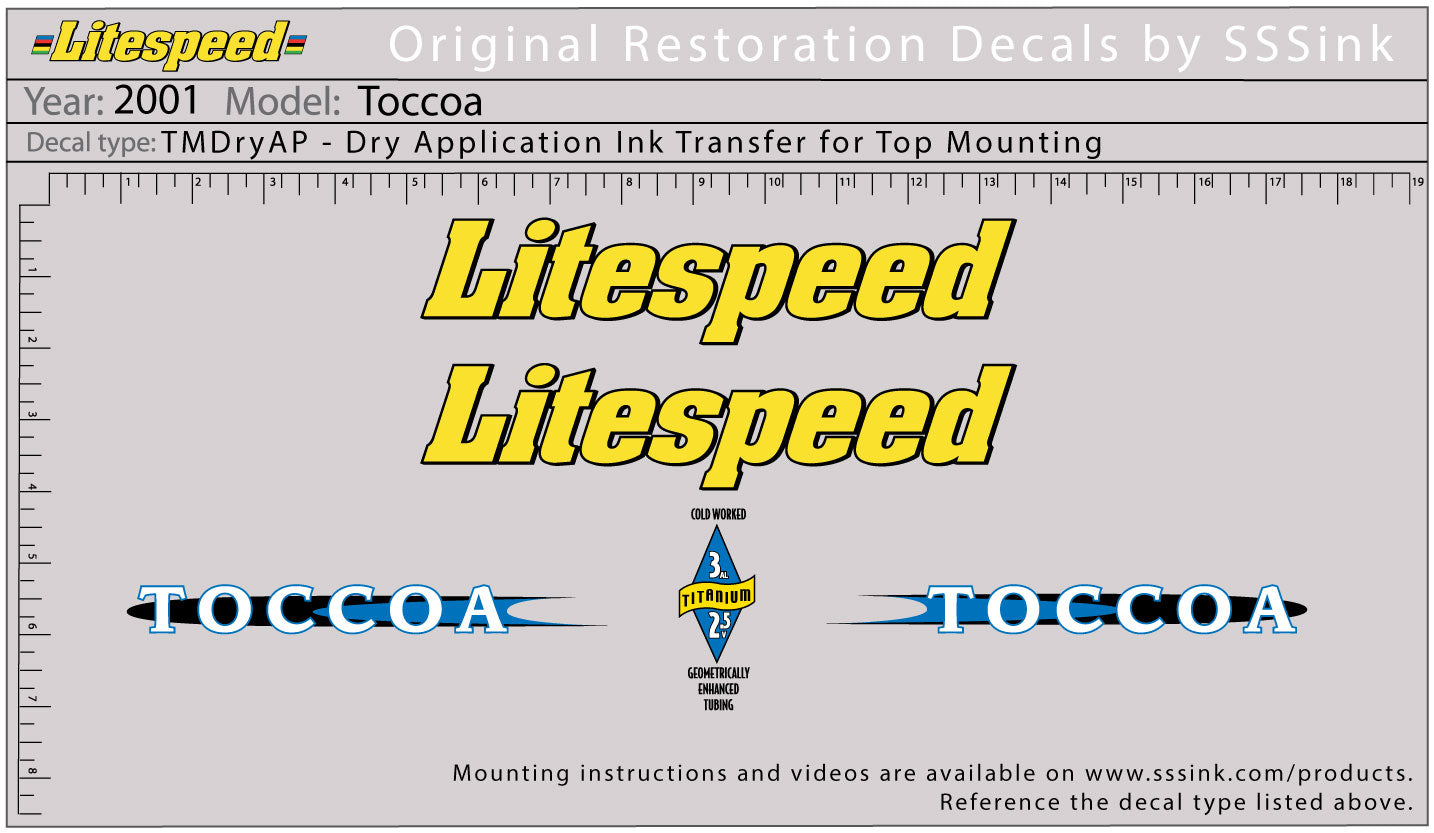 2001 Toccoa Decal Set