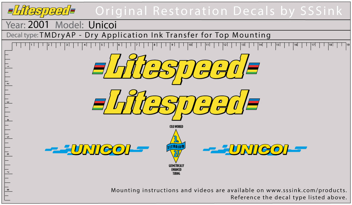 2001 Unicoi Decal Set