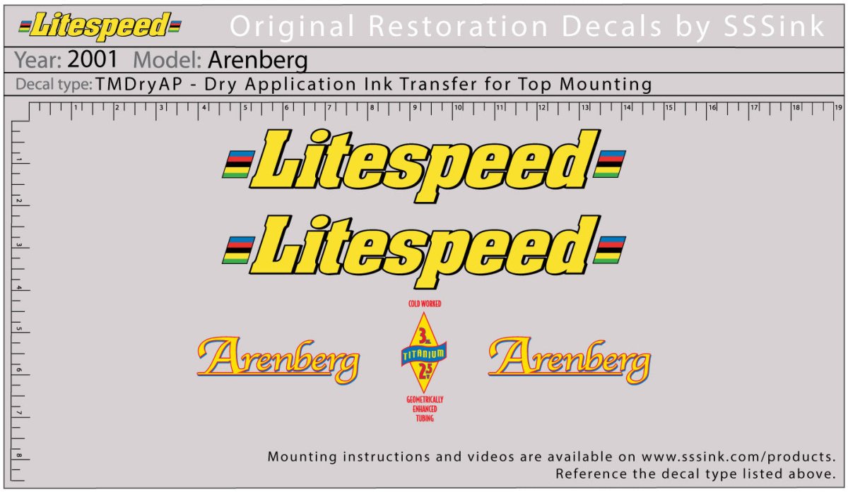 Titanium 2001 Arenberg Decal Set - Litespeed Bicycles