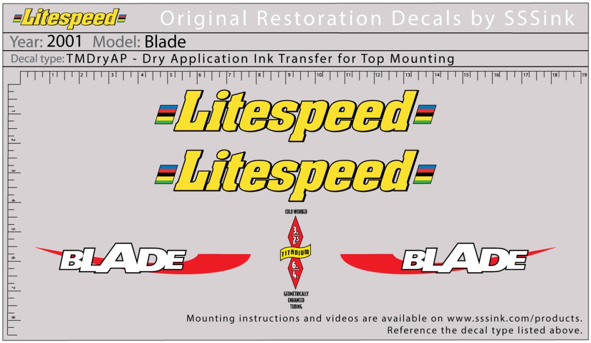 Titanium 2001 Blade Decal Set - Litespeed Bicycles