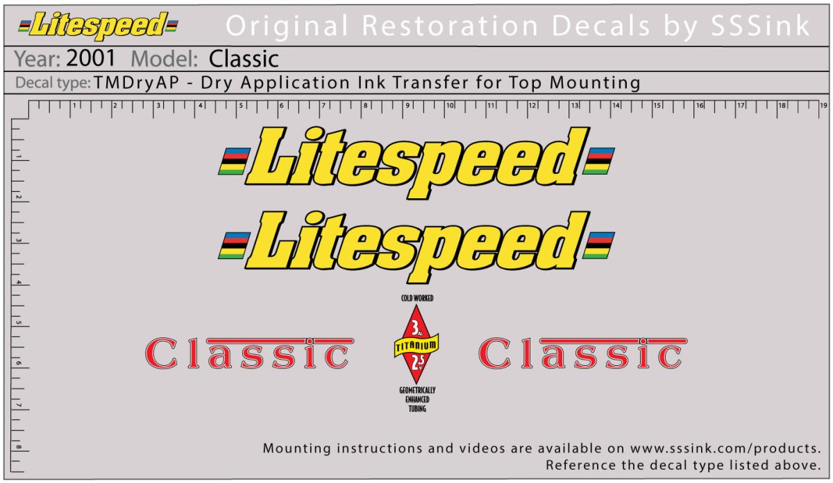 Titanium 2001 Classic Decal Set - Litespeed Bicycles