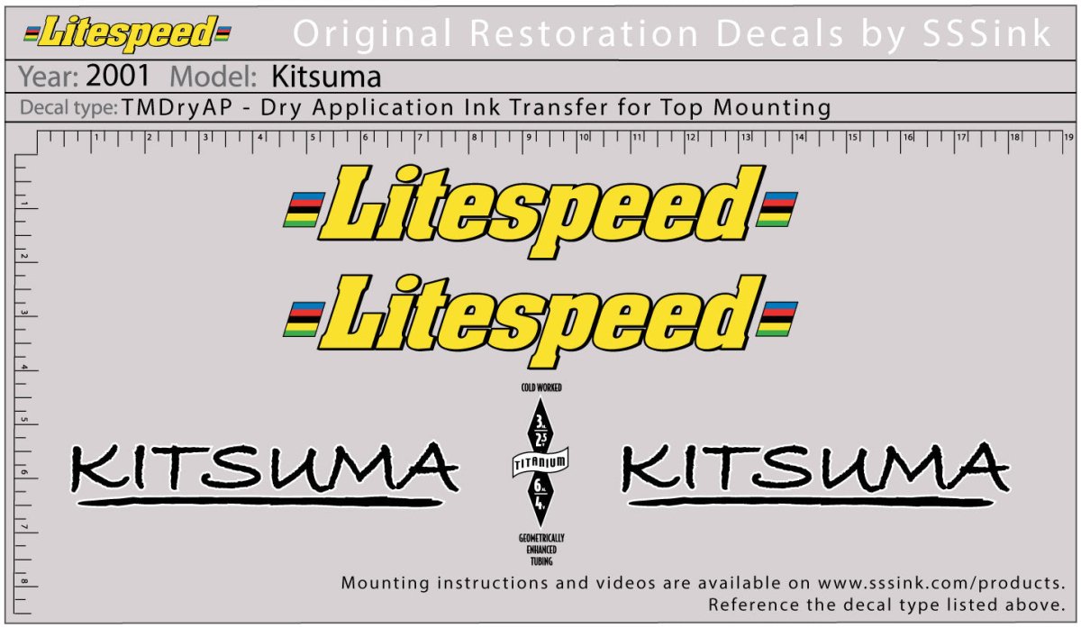 Titanium 2001 Kitsuma Decal Set - Litespeed Bicycles