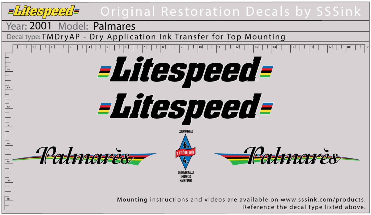 Titanium 2001 Palmares Decal Set - Litespeed Bicycles
