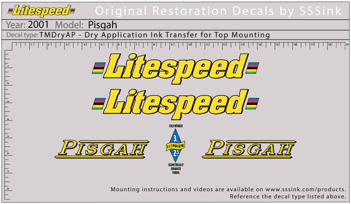 Titanium 2001 Pisgah Decal Set - Litespeed Bicycles