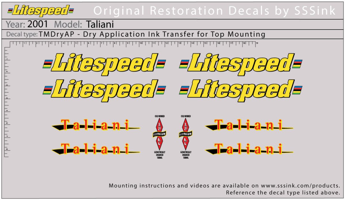 Titanium 2001 Taliani Decal Set - Litespeed Bicycles