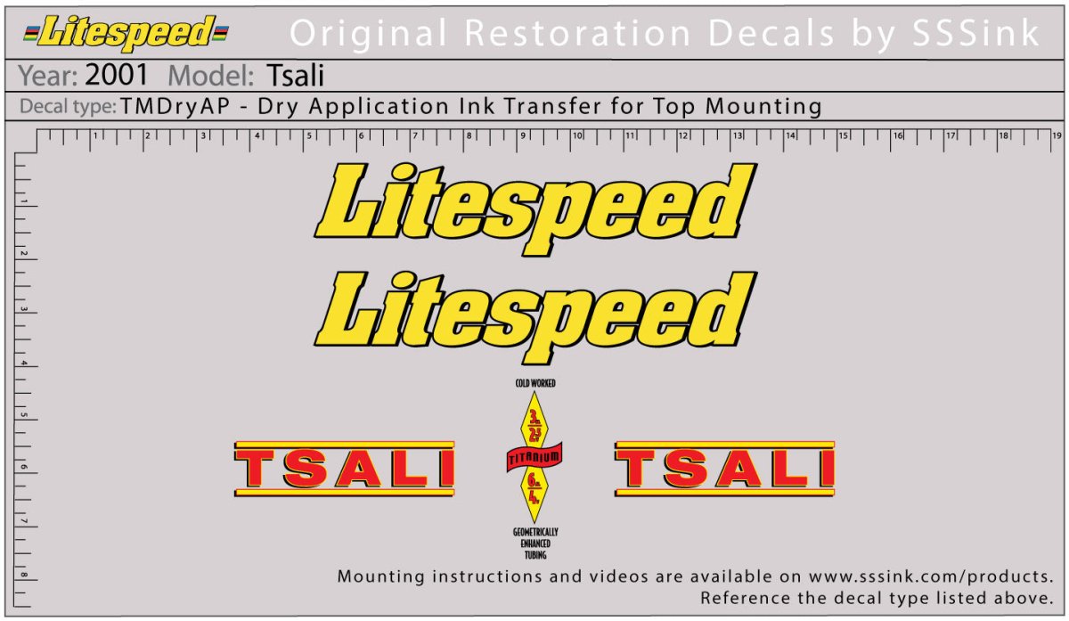 Titanium 2001 Tsali Decal Set - Litespeed Bicycles