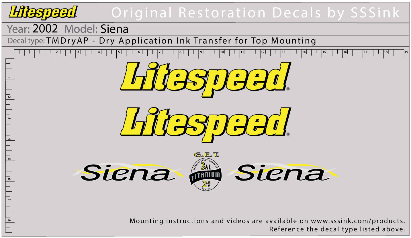 2002 Siena Decal Set