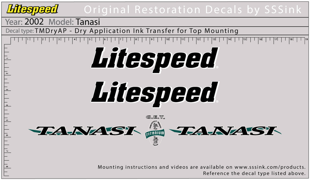 2002 Tanasi Decal Set