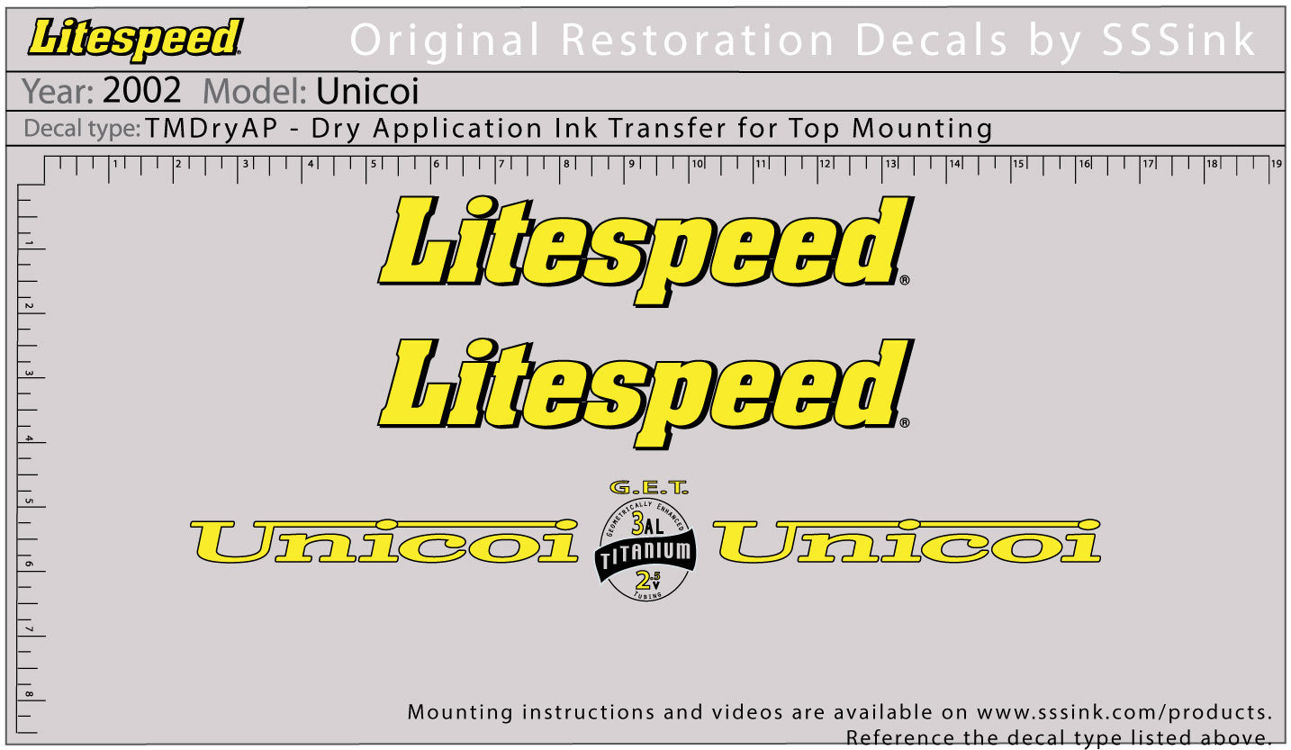 2002 Unicoi Decal Set