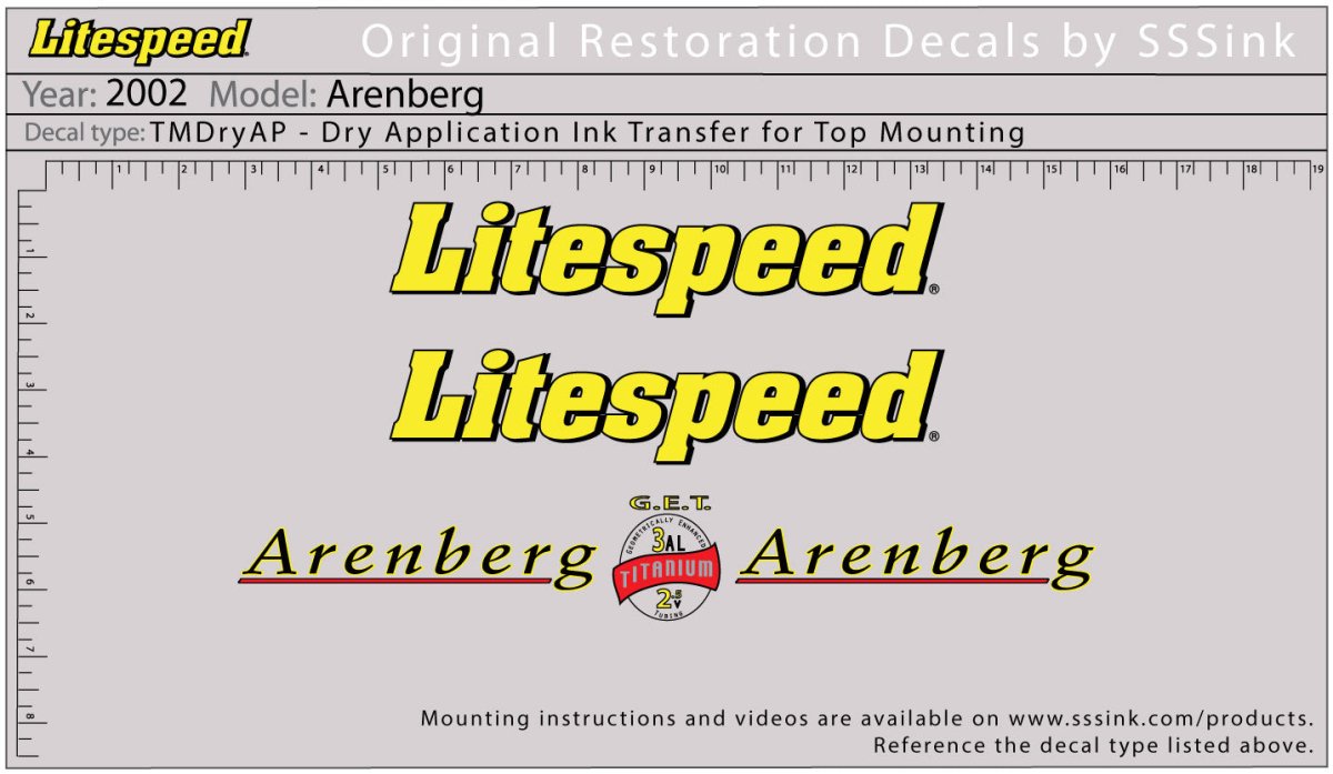 Titanium 2002 Arenberg Decal Set - Litespeed Bicycles