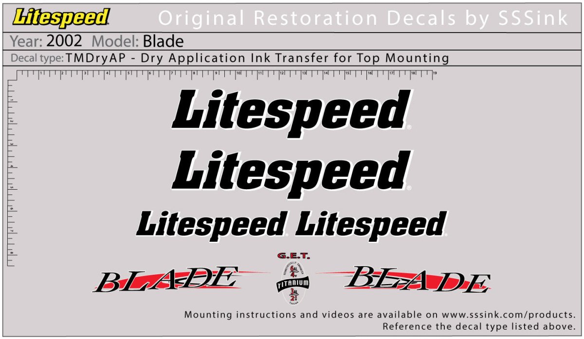 Titanium 2002 Blade Decal Set - Litespeed Bicycles