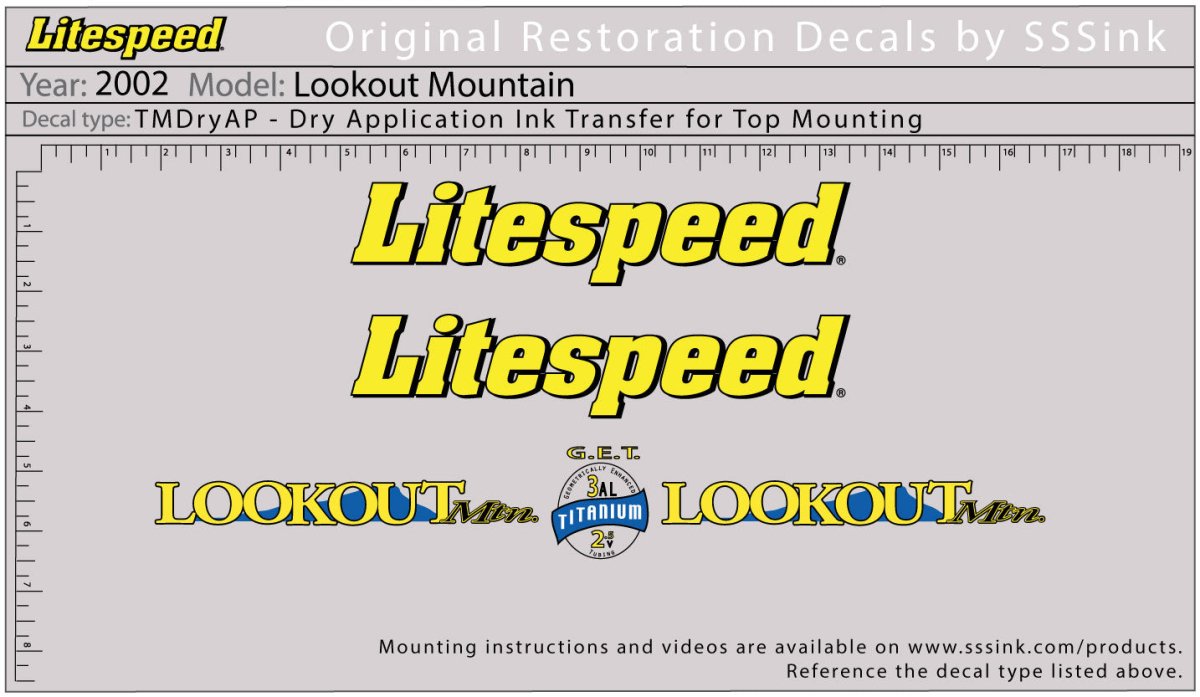 Titanium 2002 Lookout Mountain Decal Set - Litespeed Bicycles