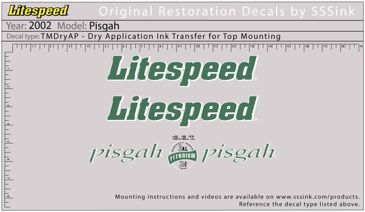 Titanium 2002 Pisgah Decal Set - Litespeed Bicycles