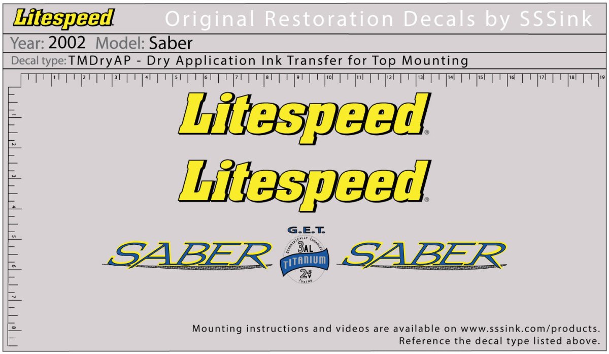 Titanium 2002 Saber Decal Set - Litespeed Bicycles