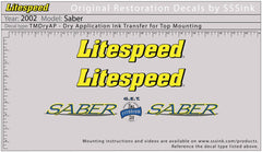 Titanium 2002 Saber Decal Set - Litespeed Bicycles