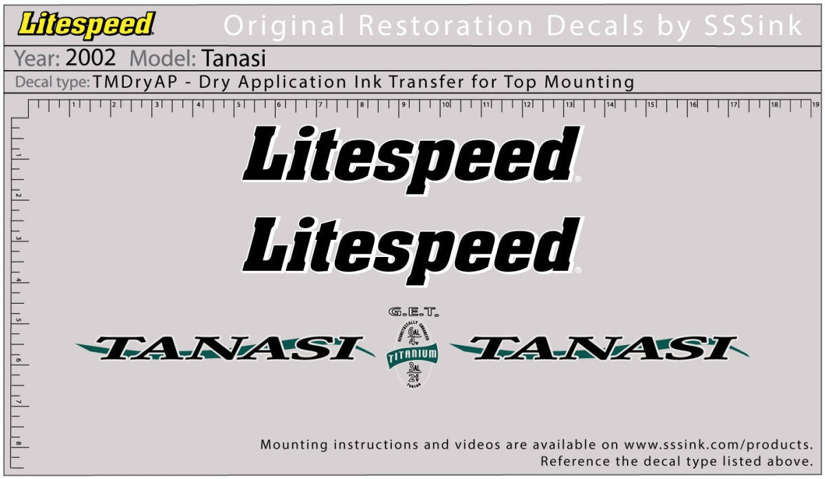 Titanium 2002 Tanasi Decal Set - Litespeed Bicycles