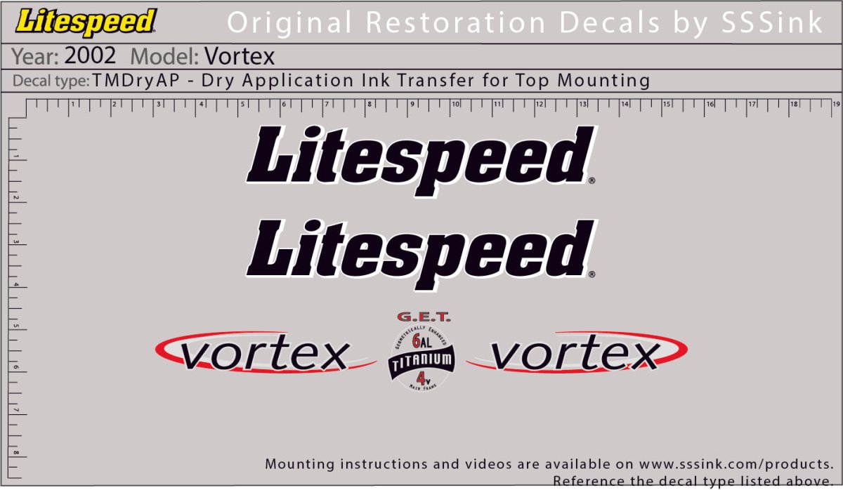 Titanium 2002 Vortex Decal Set - Litespeed Bicycles