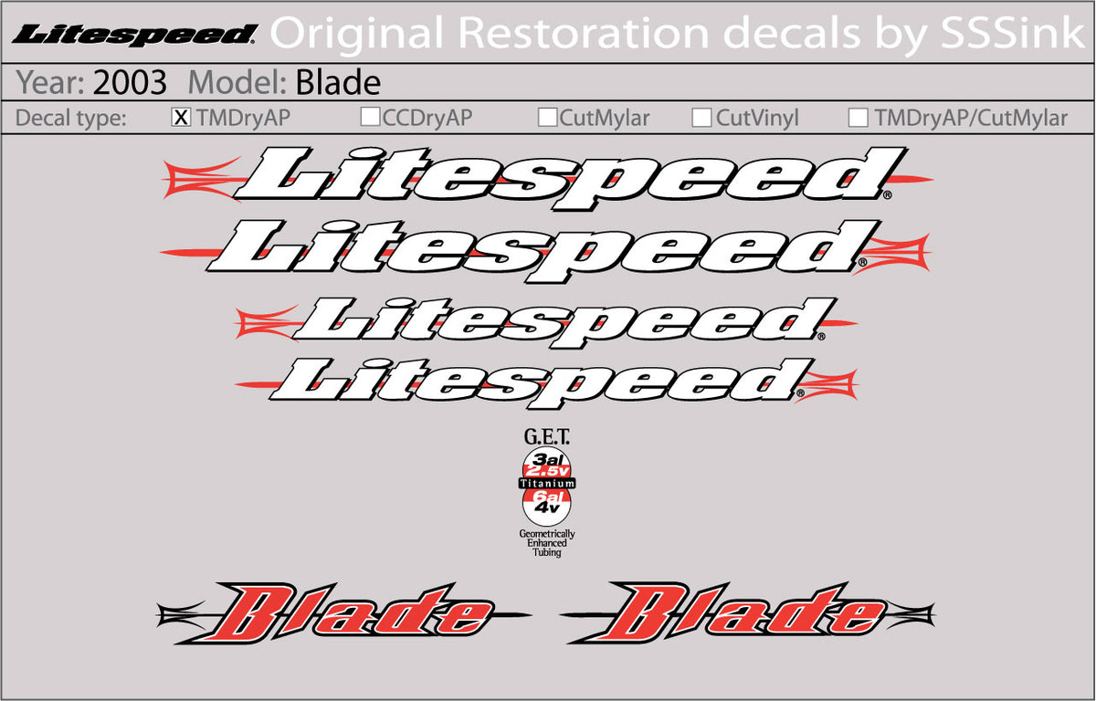 2003 Blade Decal Set