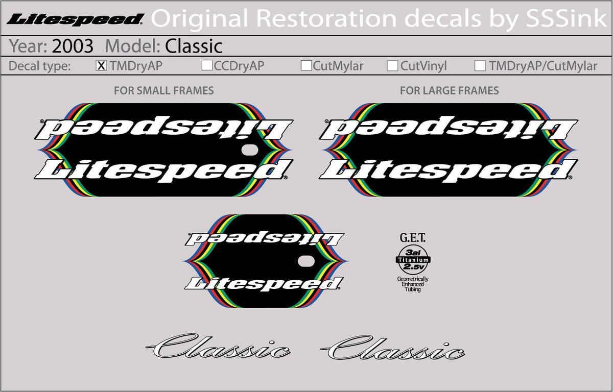 2003 Classic Decal Set