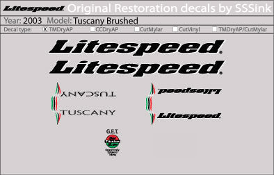 Titanium 2003 Brushed Tuscany Decal Set - Litespeed Bicycles